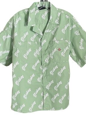 Dickies Light Green Script Logo Camp Shirt